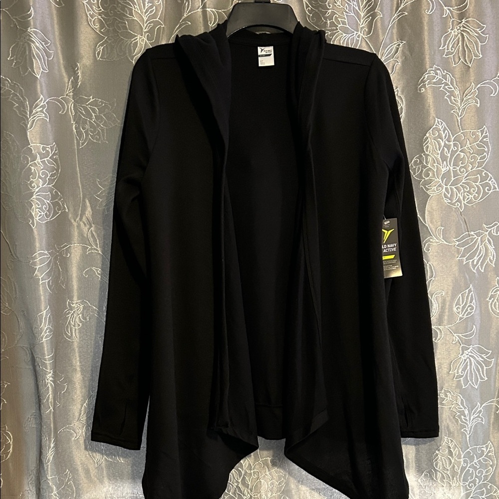 Old Navy Black Hooded Open-Front Cardigan